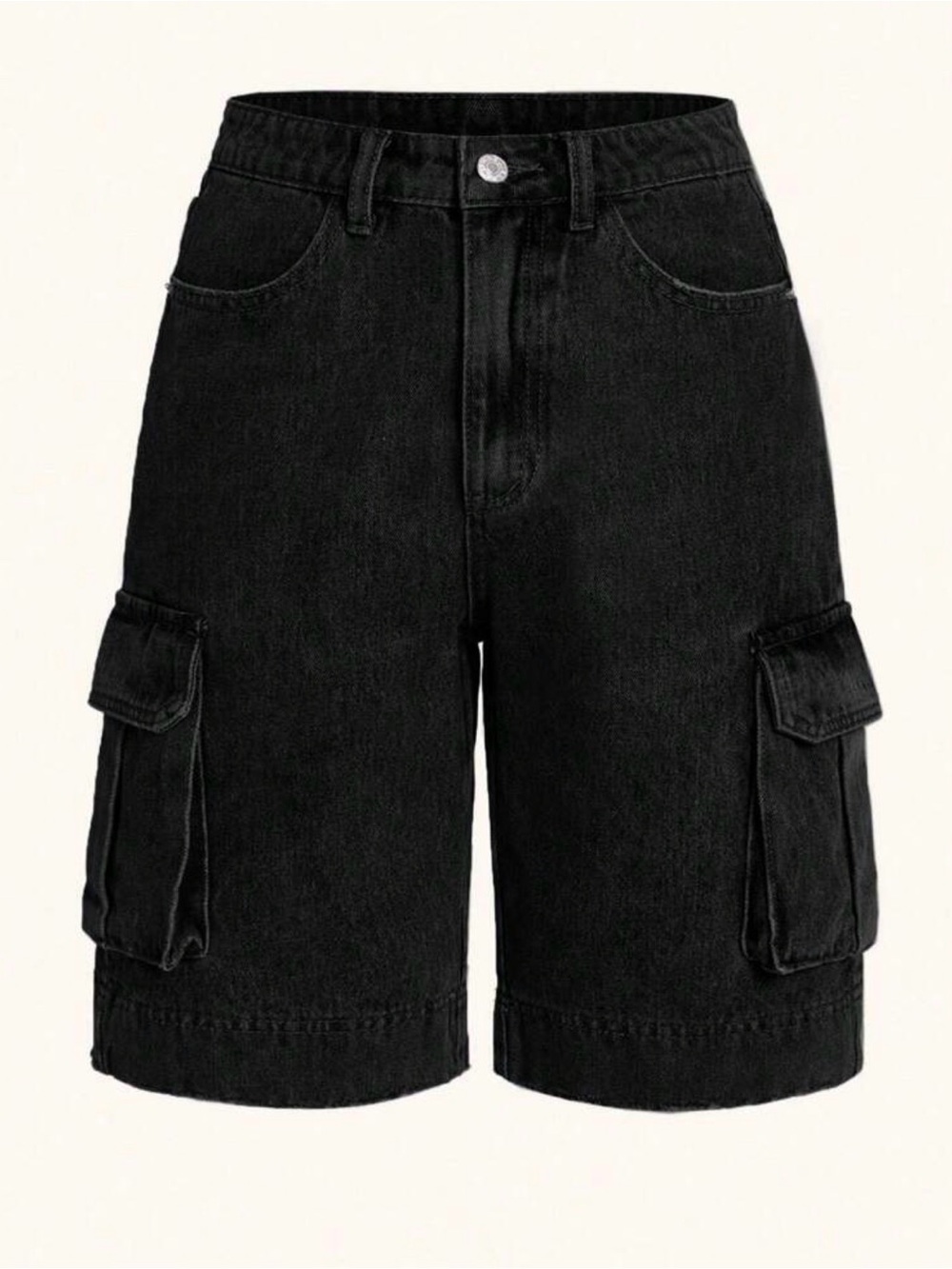 Shein Black Cargo Denim Shorts